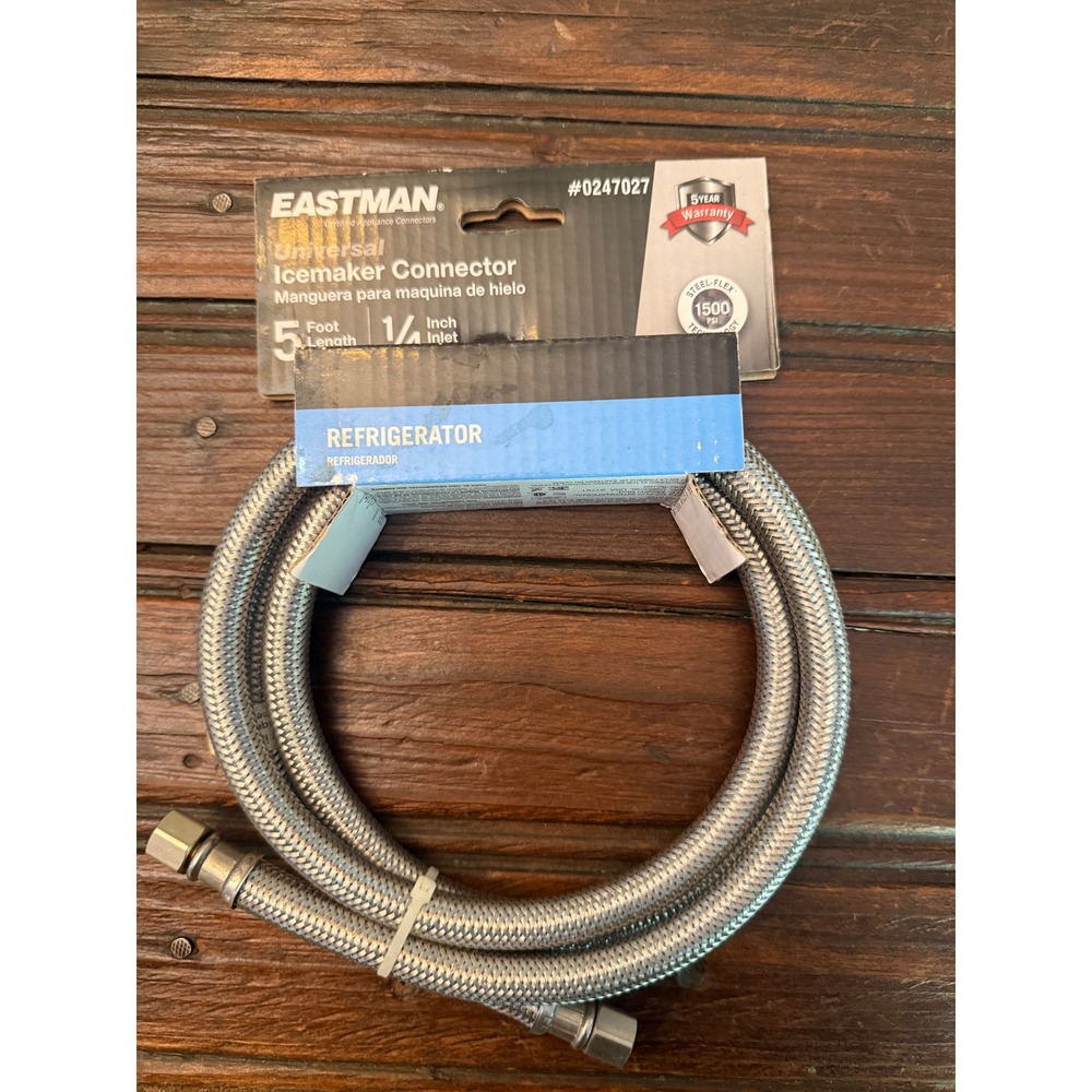 Eastman 5ft Braided Stainless Steel Universal Icemaker Connector 1/4in 0247027